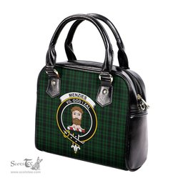 Scottish Menzies Green Tartan Shoulder Handbags with Family Crest Scottish Plaid Tartan Plaid - ScotsTee - scotstee.com