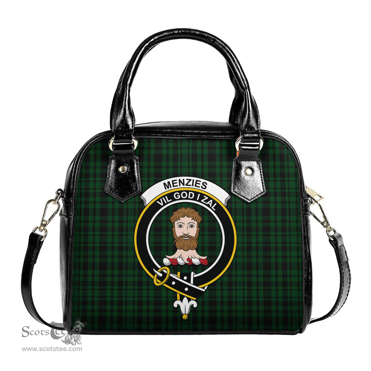 Scottish Menzies Green Tartan Shoulder Handbags with Family Crest Scottish Plaid Tartan Plaid - ScotsTee - scotstee.com