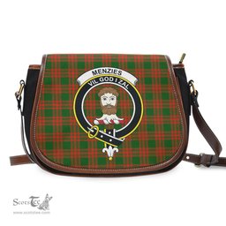 Scottish Menzies Green Modern Tartan Saddle Crossbody Bag with Family Crest Scottish Plaid Tartan Plaid - ScotsTee - scotstee.com