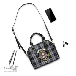 Scottish Menzies Black Dress Tartan Shoulder Handbags with Family Crest Scottish Plaid Tartan Plaid - ScotsTee - scotstee.com