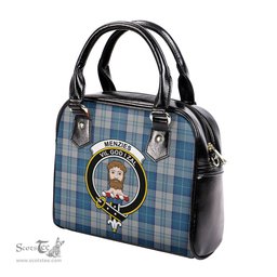 Scottish Menzies Dress Blue and White Tartan Shoulder Handbags with Family Crest Scottish Plaid Tartan Plaid - ScotsTee - scotstee.com