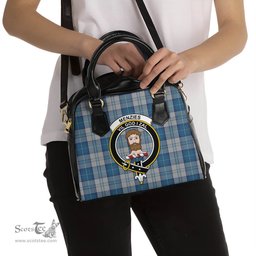 Scottish Menzies Dress Blue and White Tartan Shoulder Handbags with Family Crest Scottish Plaid Tartan Plaid - ScotsTee - scotstee.com