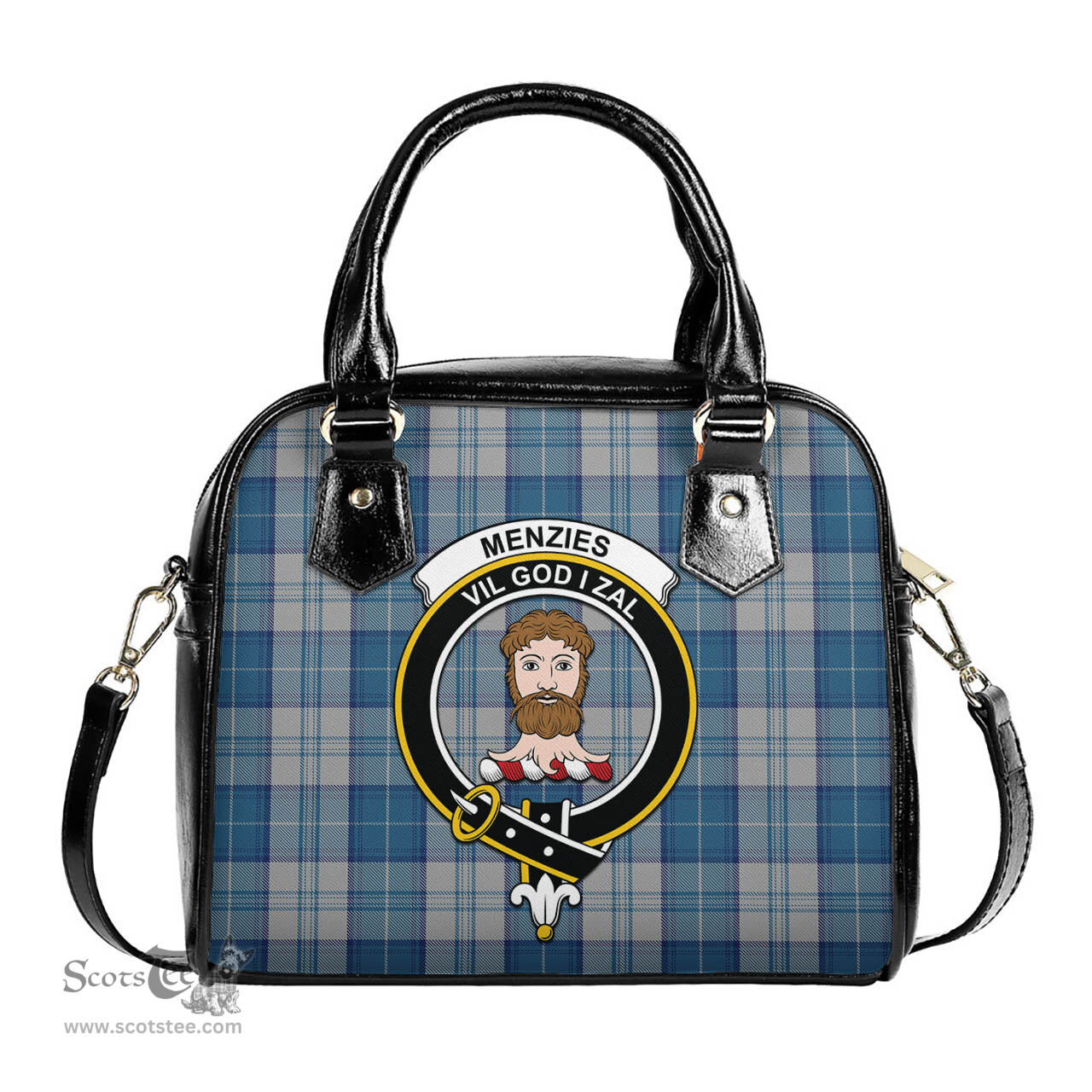 Scottish Menzies Dress Blue and White Tartan Shoulder Handbags with Family Crest Scottish Plaid Tartan Plaid - ScotsTee - scotstee.com
