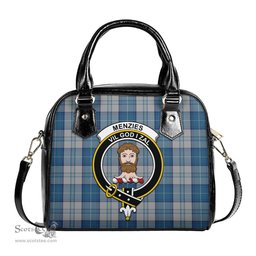 Scottish Menzies Dress Blue and White Tartan Shoulder Handbags with Family Crest Scottish Plaid Tartan Plaid - ScotsTee - scotstee.com