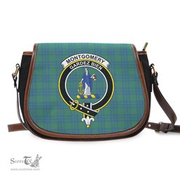 Scottish Montgomery Ancient Tartan Saddle Crossbody Bag with Family Crest Scottish Plaid Tartan Plaid - ScotsTee - scotstee.com