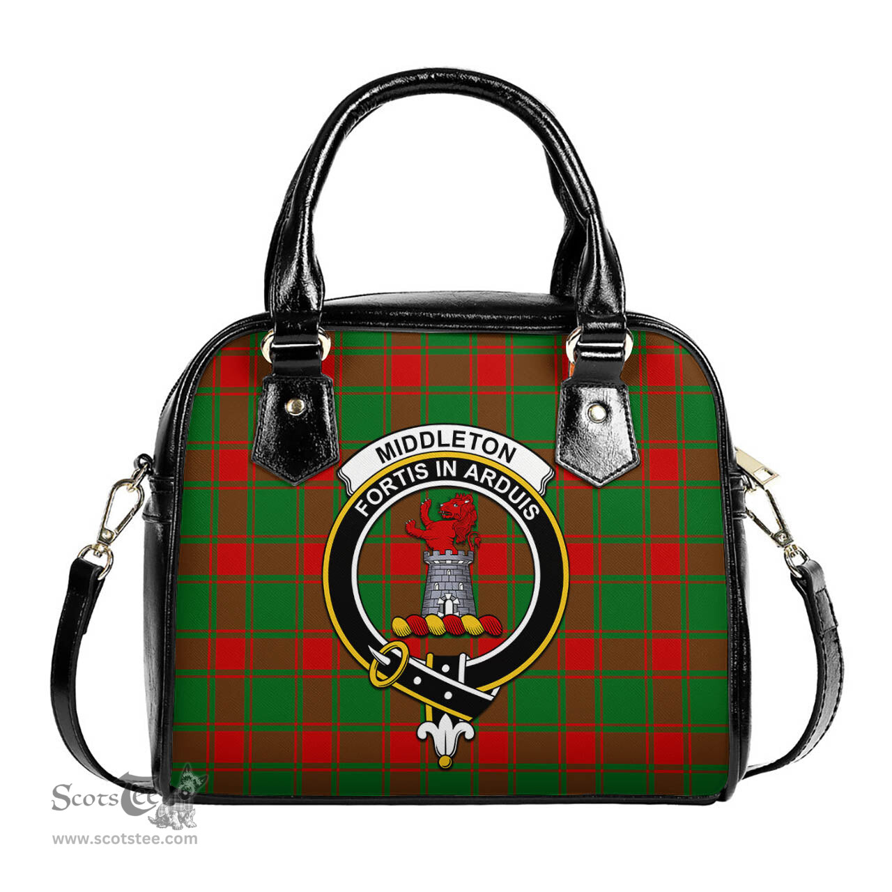 Scottish Middleton Modern Tartan Shoulder Handbags with Family Crest Scottish Plaid Tartan Plaid - ScotsTee - scotstee.com