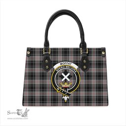 Scottish Moffat Modern Tartan Leather Bag for Women with Family Crest Scottish Plaid Tartan Plaid - ScotsTee - scotstee.com