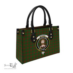 Scottish Menzies Tartan Leather Bag for Women with Family Crest Scottish Plaid Tartan Plaid - ScotsTee - scotstee.com