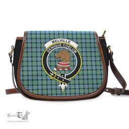 Scottish Melville Ancient Tartan Saddle Crossbody Bag with Family Crest Scottish Plaid Tartan Plaid - ScotsTee - scotstee.com