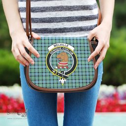 Scottish Melville Ancient Tartan Saddle Crossbody Bag with Family Crest Scottish Plaid Tartan Plaid - ScotsTee - scotstee.com