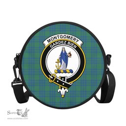Scottish Montgomery Ancient Tartan Round Crossbody Bags - Round Purse with Family Crest Scottish Plaid Tartan Plaid - ScotsTee - scotstee.com
