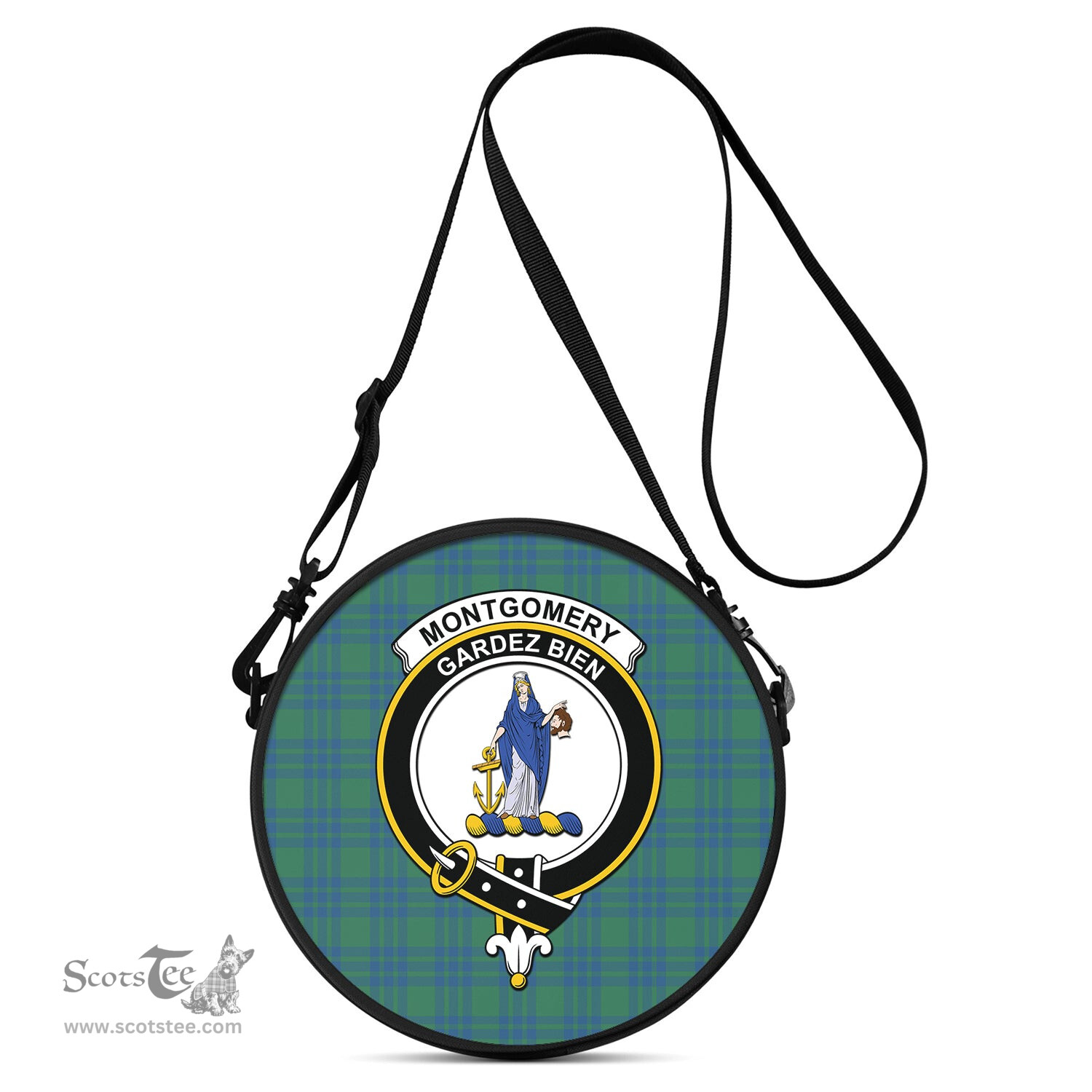 Scottish Montgomery Ancient Tartan Round Crossbody Bags - Round Purse with Family Crest Scottish Plaid Tartan Plaid - ScotsTee - scotstee.com