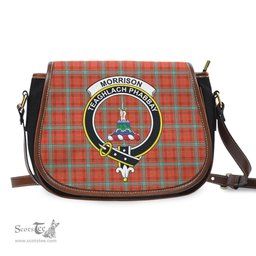 Scottish Morrison Red Ancient Tartan Saddle Crossbody Bag with Family Crest Scottish Plaid Tartan Plaid - ScotsTee - scotstee.com