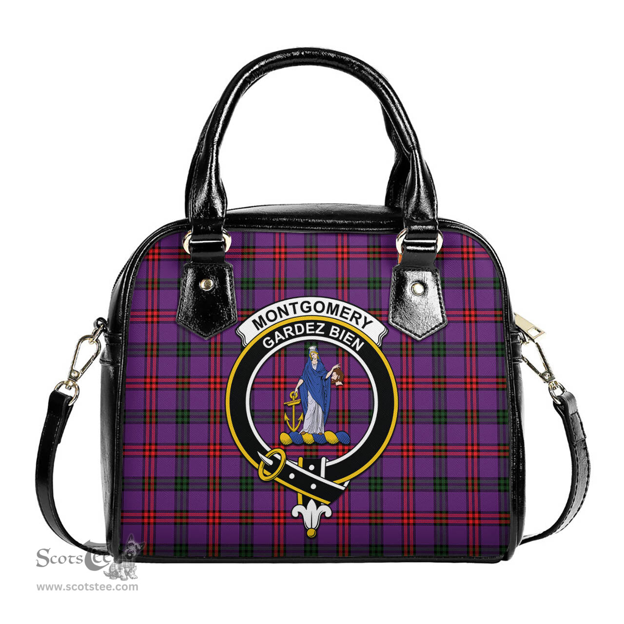 Scottish Montgomery Modern Tartan Shoulder Handbags with Family Crest Scottish Plaid Tartan Plaid - ScotsTee - scotstee.com