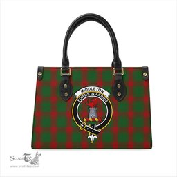 Scottish Middleton Tartan Leather Bag for Women with Family Crest Scottish Plaid Tartan Plaid - ScotsTee - scotstee.com