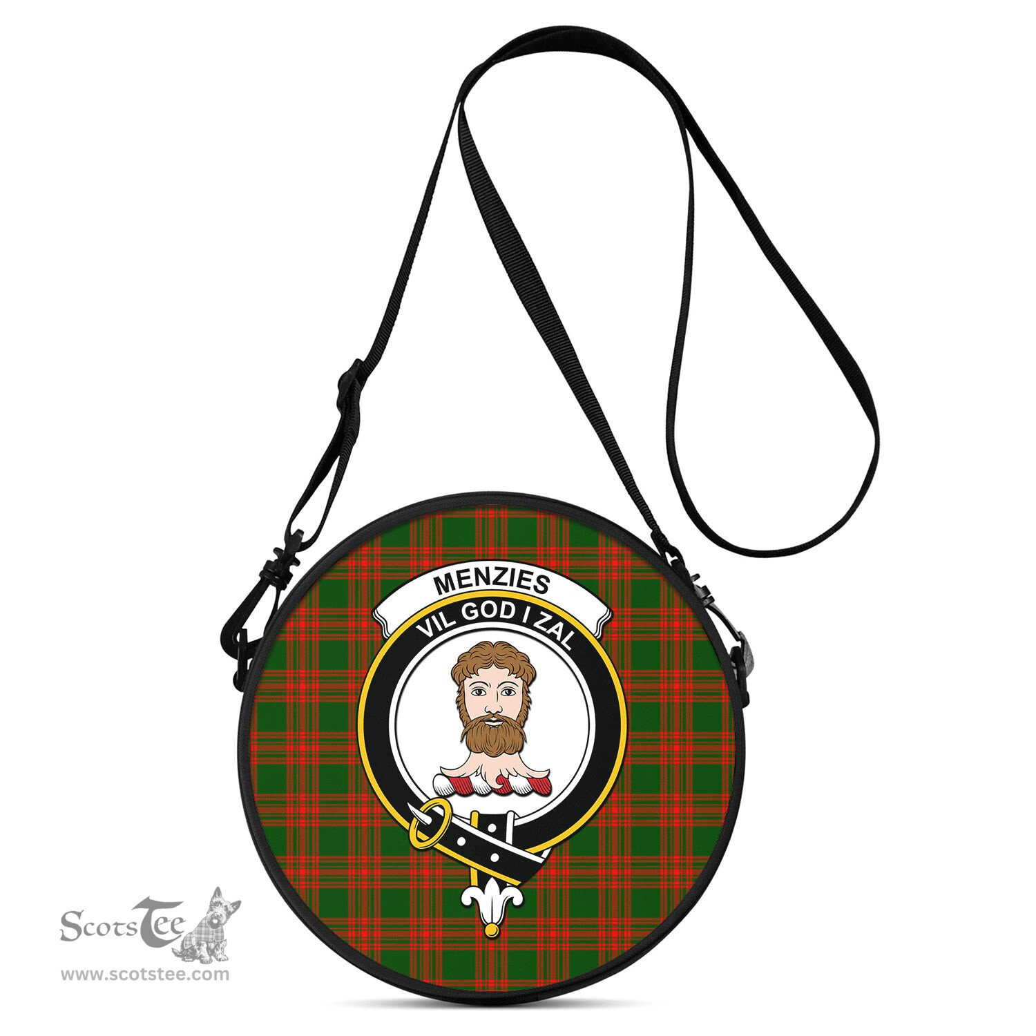 Scottish Menzies Green Modern Tartan Round Crossbody Bags - Round Purse with Family Crest Scottish Plaid Tartan Plaid - ScotsTee - scotstee.com