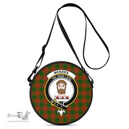Scottish Menzies Green Modern Tartan Round Crossbody Bags - Round Purse with Family Crest Scottish Plaid Tartan Plaid - ScotsTee - scotstee.com