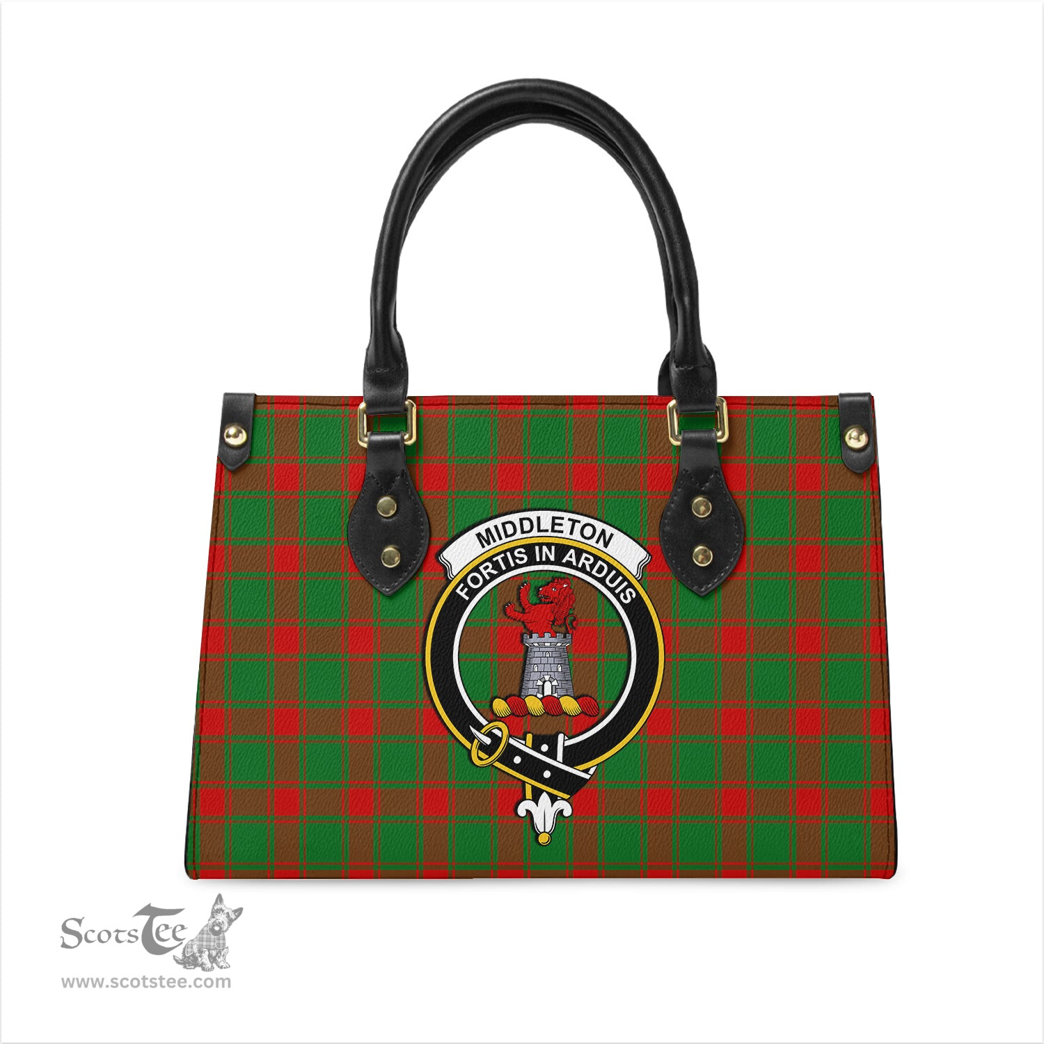 Scottish Middleton Modern Tartan Leather Bag for Women with Family Crest Scottish Plaid Tartan Plaid - ScotsTee - scotstee.com