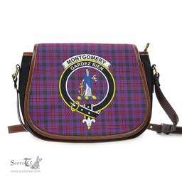 Scottish Montgomery Modern Tartan Saddle Crossbody Bag with Family Crest Scottish Plaid Tartan Plaid - ScotsTee - scotstee.com