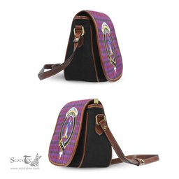 Scottish Montgomery Modern Tartan Saddle Crossbody Bag with Family Crest Scottish Plaid Tartan Plaid - ScotsTee - scotstee.com
