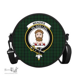 Scottish Menzies Green Tartan Round Crossbody Bags - Round Purse with Family Crest Scottish Plaid Tartan Plaid - ScotsTee - scotstee.com