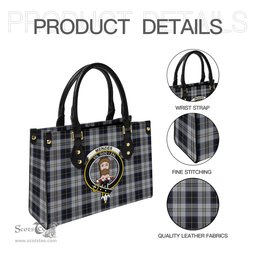Scottish Menzies Black Dress Tartan Leather Bag for Women with Family Crest Scottish Plaid Tartan Plaid - ScotsTee - scotstee.com