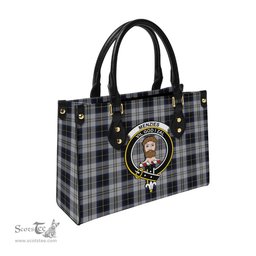 Scottish Menzies Black Dress Tartan Leather Bag for Women with Family Crest Scottish Plaid Tartan Plaid - ScotsTee - scotstee.com