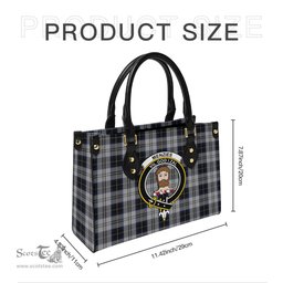 Scottish Menzies Black Dress Tartan Leather Bag for Women with Family Crest Scottish Plaid Tartan Plaid - ScotsTee - scotstee.com