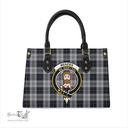 Scottish Menzies Black Dress Tartan Leather Bag for Women with Family Crest Scottish Plaid Tartan Plaid - ScotsTee - scotstee.com