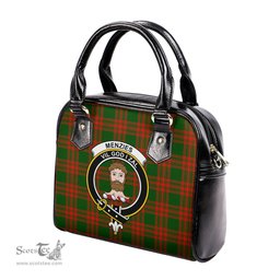 Scottish Menzies Green Modern Tartan Shoulder Handbags with Family Crest Scottish Plaid Tartan Plaid - ScotsTee - scotstee.com