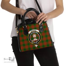 Scottish Menzies Green Modern Tartan Shoulder Handbags with Family Crest Scottish Plaid Tartan Plaid - ScotsTee - scotstee.com