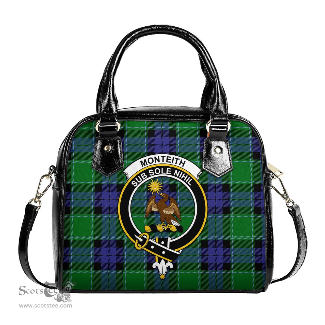 Scottish Monteith Tartan Shoulder Handbags with Family Crest Scottish Plaid Tartan Plaid - ScotsTee - scotstee.com