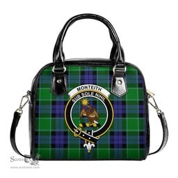 Scottish Monteith Tartan Shoulder Handbags with Family Crest Scottish Plaid Tartan Plaid - ScotsTee - scotstee.com