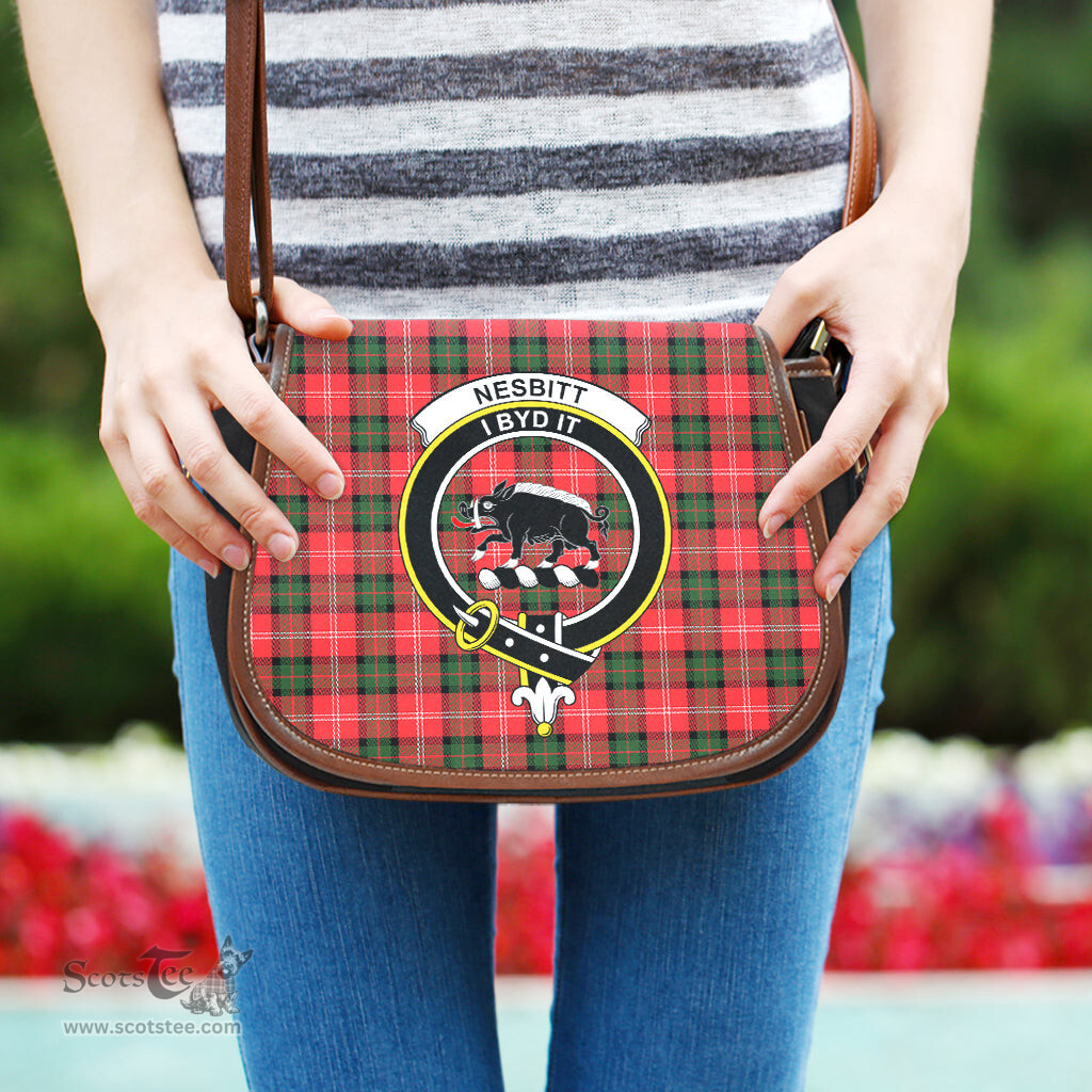 Scottish Nesbitt Modern Tartan Saddle Crossbody Bag with Family Crest Scottish Plaid Tartan Plaid - ScotsTee - scotstee.com