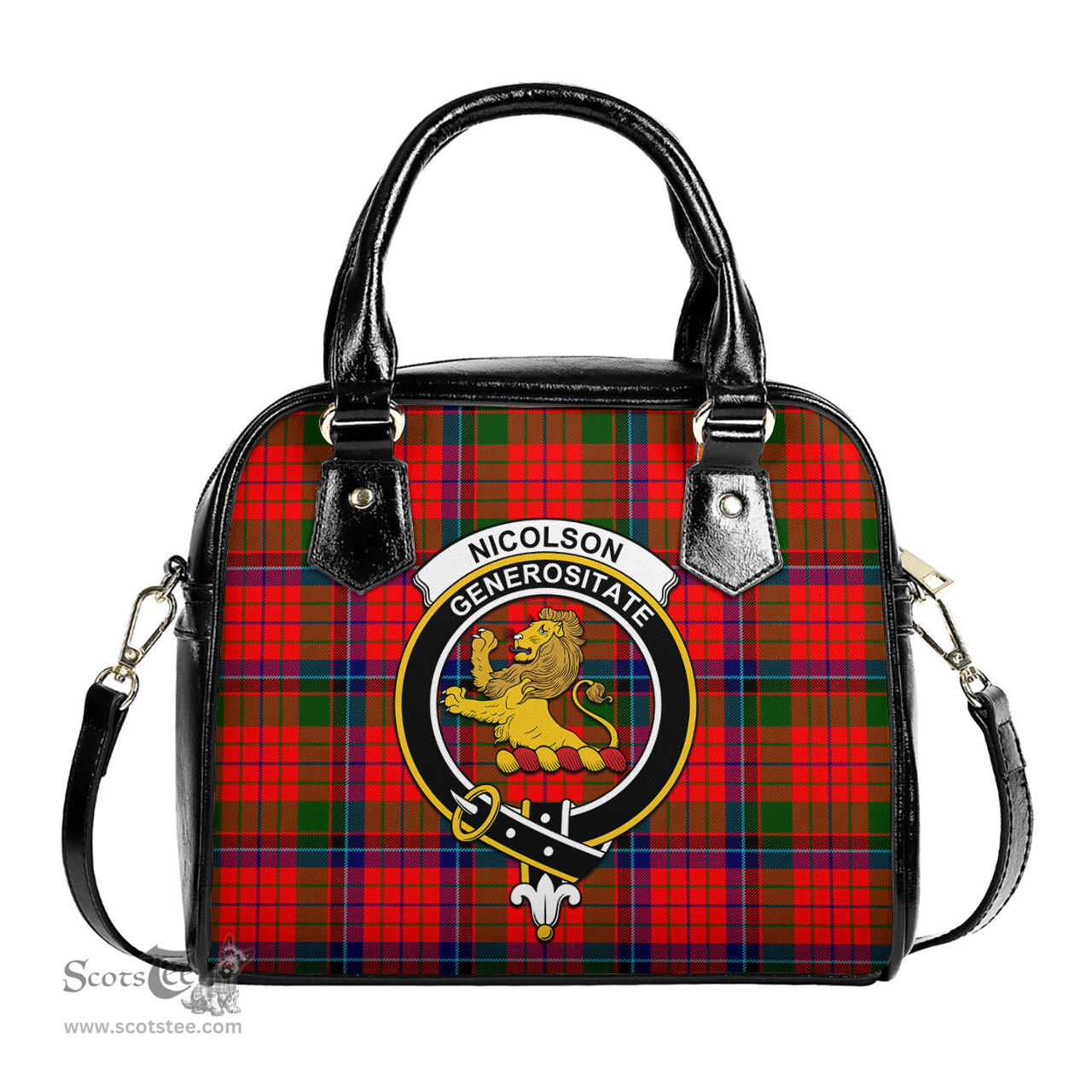 Scottish Nicolson Modern Tartan Shoulder Handbags with Family Crest Scottish Plaid Tartan Plaid - ScotsTee - scotstee.com