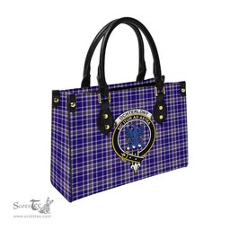 Scottish Ochterlony Tartan Leather Bag for Women with Family Crest Scottish Plaid Tartan Plaid - ScotsTee - scotstee.com