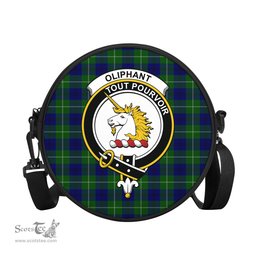 Scottish Oliphant Modern Tartan Round Crossbody Bags - Round Purse with Family Crest Scottish Plaid Tartan Plaid - ScotsTee - scotstee.com