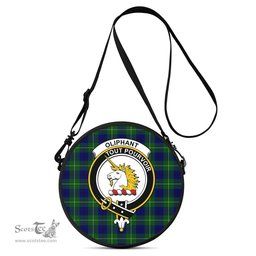 Scottish Oliphant Modern Tartan Round Crossbody Bags - Round Purse with Family Crest Scottish Plaid Tartan Plaid - ScotsTee - scotstee.com