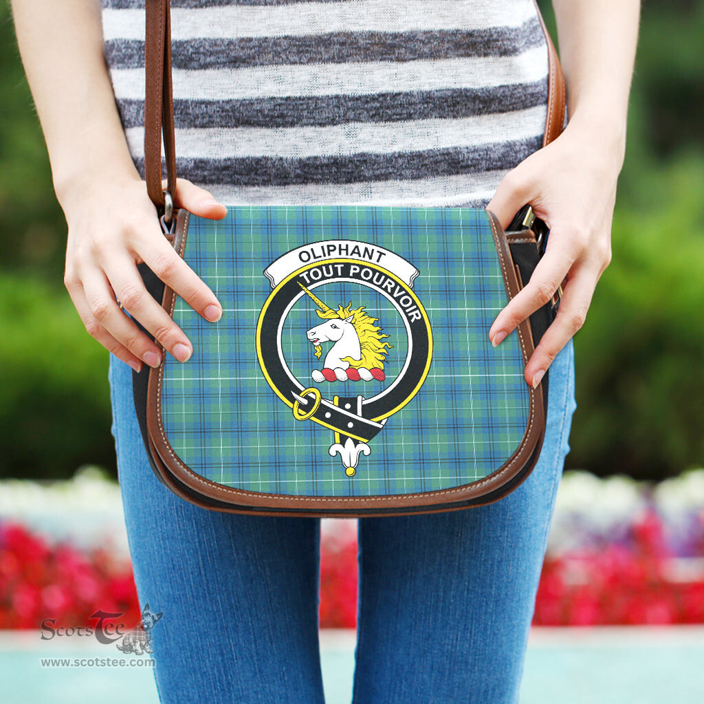 Scottish Oliphant Ancient Tartan Saddle Crossbody Bag with Family Crest Scottish Plaid Tartan Plaid - ScotsTee - scotstee.com