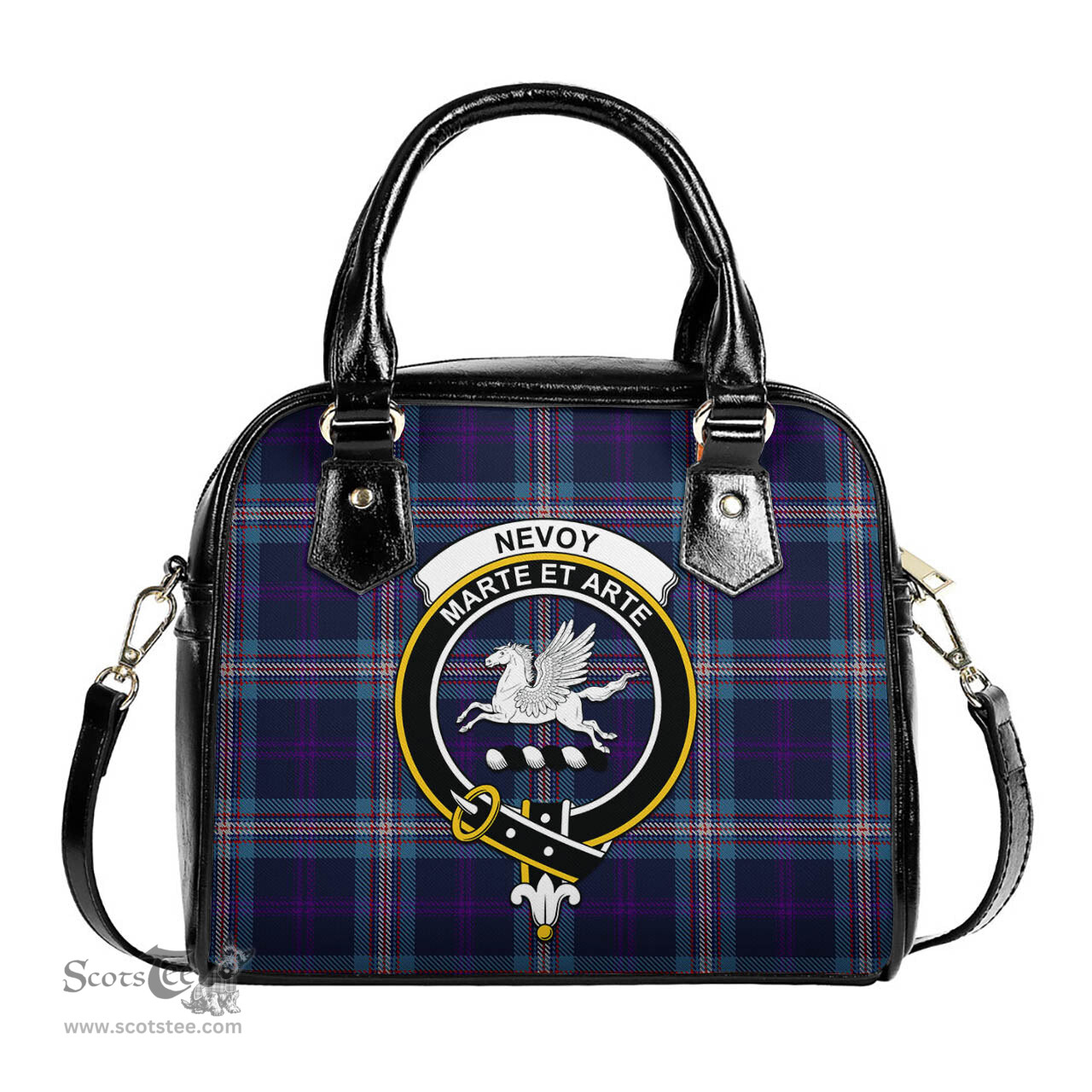Scottish Nevoy Tartan Shoulder Handbags with Family Crest Scottish Plaid Tartan Plaid - ScotsTee - scotstee.com