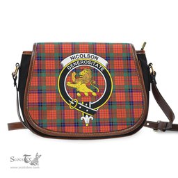 Scottish Nicolson Ancient Tartan Saddle Crossbody Bag with Family Crest Scottish Plaid Tartan Plaid - ScotsTee - scotstee.com