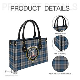 Scottish Napier Modern Tartan Leather Bag for Women with Family Crest Scottish Plaid Tartan Plaid - ScotsTee - scotstee.com
