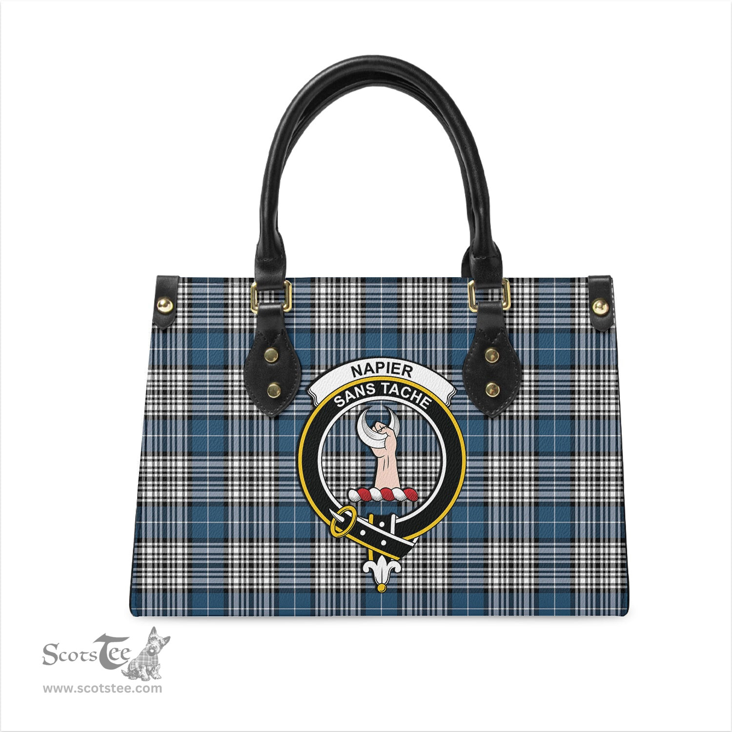 Scottish Napier Modern Tartan Leather Bag for Women with Family Crest Scottish Plaid Tartan Plaid - ScotsTee - scotstee.com