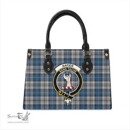 Scottish Napier Modern Tartan Leather Bag for Women with Family Crest Scottish Plaid Tartan Plaid - ScotsTee - scotstee.com