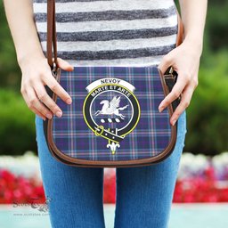 Scottish Nevoy Tartan Saddle Crossbody Bag with Family Crest Scottish Plaid Tartan Plaid - ScotsTee - scotstee.com