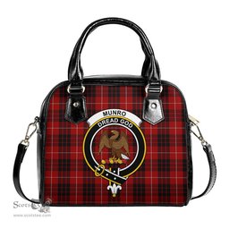 Scottish Munro Black and Red Tartan Shoulder Handbags with Family Crest Scottish Plaid Tartan Plaid - ScotsTee - scotstee.com