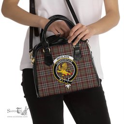 Scottish Nicolson Hunting Weathered Tartan Shoulder Handbags with Family Crest Scottish Plaid Tartan Plaid - ScotsTee - scotstee.com