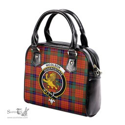 Scottish Nicolson Ancient Tartan Shoulder Handbags with Family Crest Scottish Plaid Tartan Plaid - ScotsTee - scotstee.com