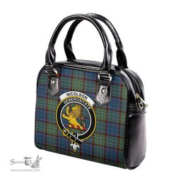 Scottish Nicolson Hunting Ancient Tartan Shoulder Handbags with Family Crest Scottish Plaid Tartan Plaid - ScotsTee - scotstee.com