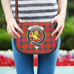 Scottish Nicolson Modern Tartan Saddle Crossbody Bag with Family Crest Scottish Plaid Tartan Plaid - ScotsTee - scotstee.com